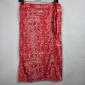 Rachel Zoe Bandana print Satin  Faux wrap Midi Skirt